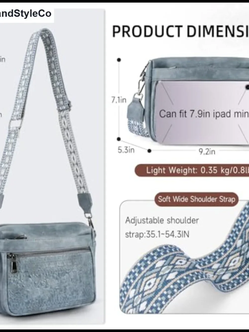 Women's Vegan Leather Floral Embossed Crossbody Bag Purse